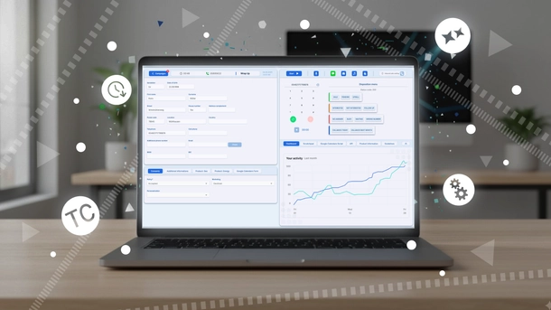 Ein Laptop mit der TCdial-Software.